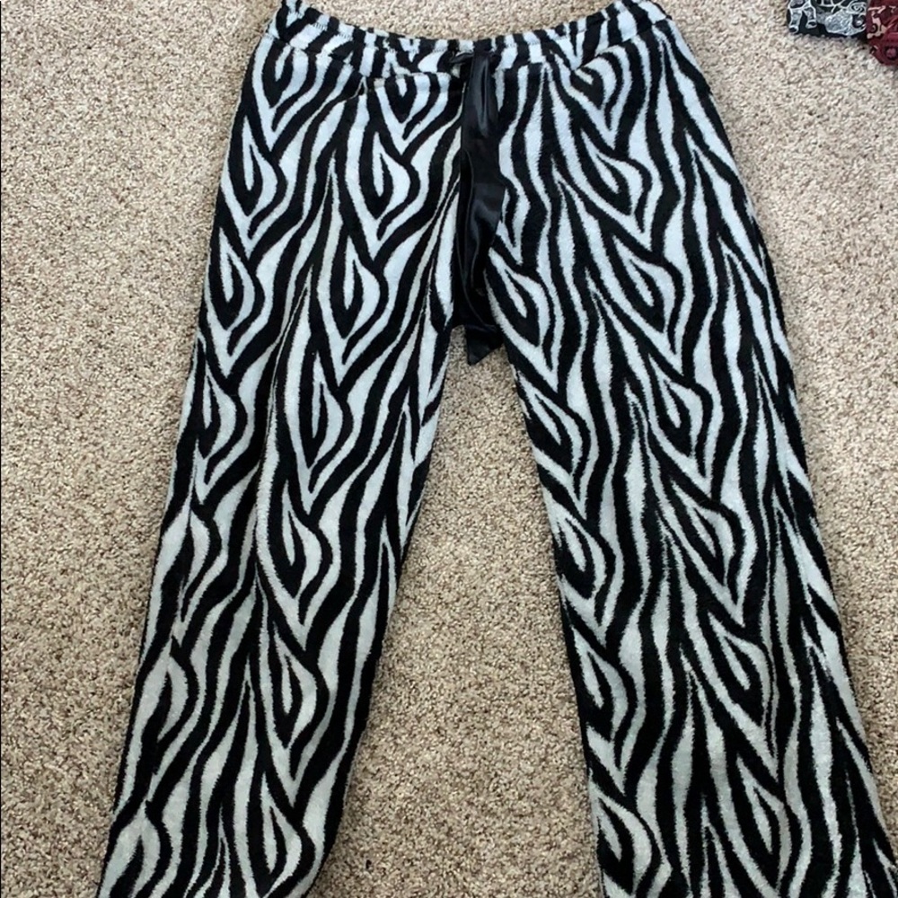 Zebra fuzzy PJ pants